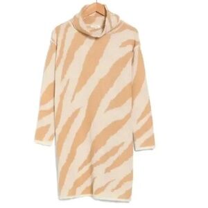 Stitchdrop Sitka Dress Turtleneck Long Sleeve Sweater Ice Zebra Stripe NWT Small